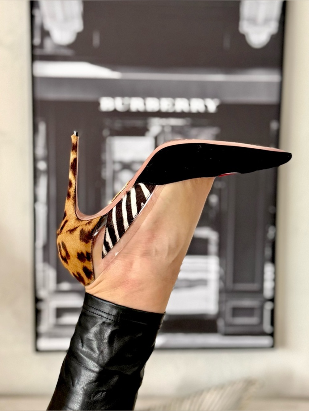 HOT Animal Print Pointed Toe Stiletto Pumps - Black & Brown and Red stilettos